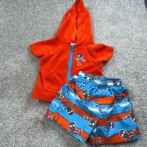 Wippette Baby Boys Octopus Pirate Terry Cloth Hoodie & Swim Trunks Set 6/9M